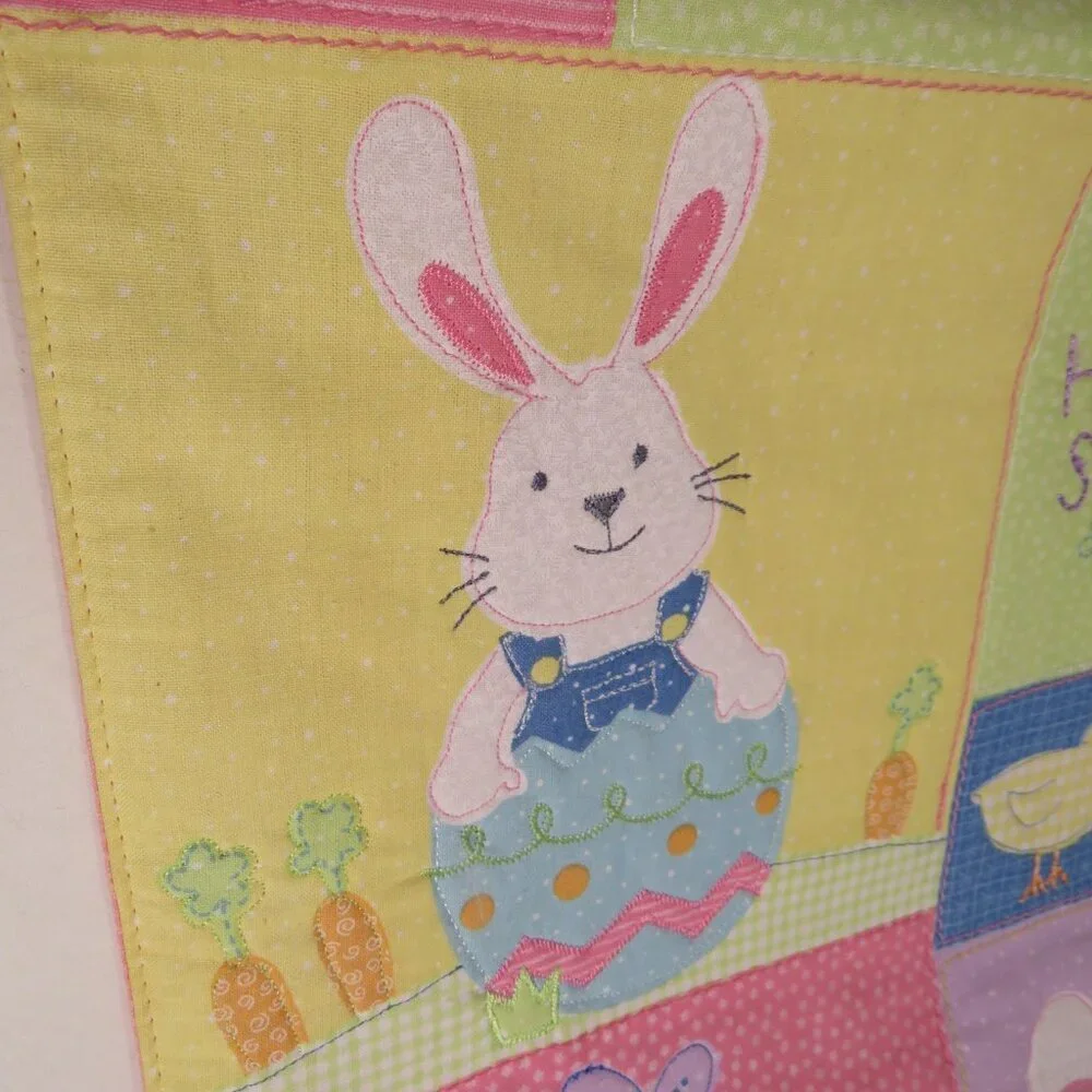 Spring Easter Rabbit Quilted Table Runner by Blossoms & Blossoms cotton pastel
